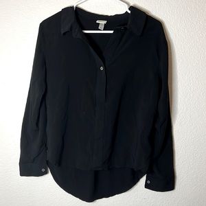 CUTE OLIVE GREEN & BLACK HALF BUTTON UP